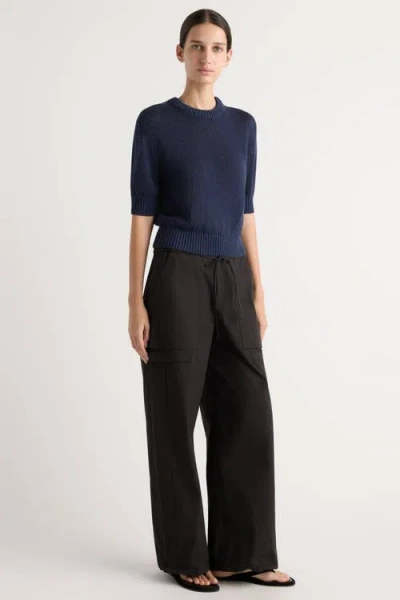 Modern Citizen Heidi Pullover Short-sleeve Knit Top In Blue