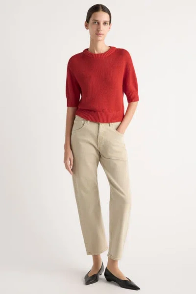 Modern Citizen Heidi Pullover Short-sleeve Knit Top In Red