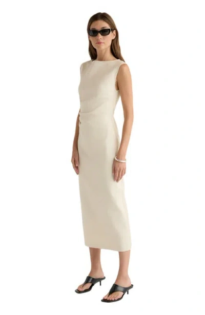 Modern Citizen Inari Cotton Twill Boat Neck Dress In White