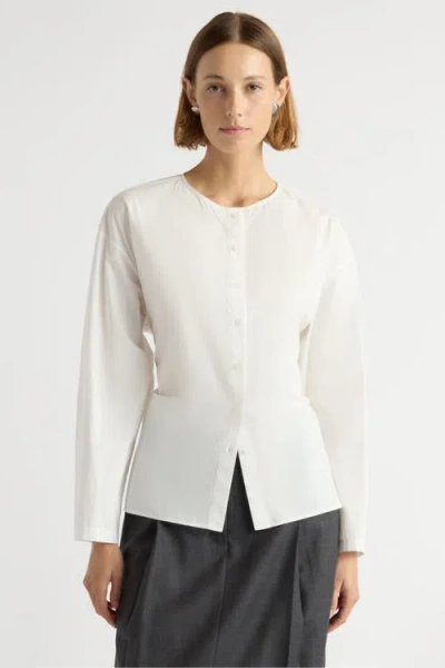 Modern Citizen Jinsol Cinch-waist Cotton Poplin Blouse In White