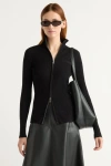 Modern Citizen Kaine Ribbed Two Way Zip Sweater In Black