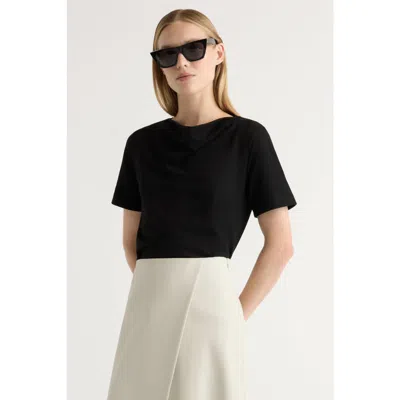 Modern Citizen Kendra Organic Cotton Cowl-neck Tee In Black