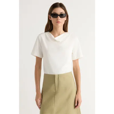 Modern Citizen Kendra Organic Cotton Cowl-neck Tee In White