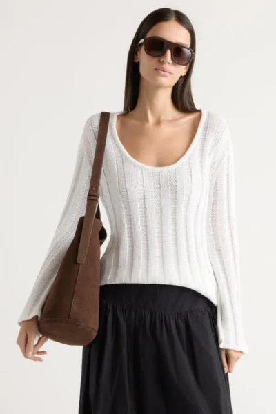 Modern Citizen Leah Ribbed Scoop-neck Sweater In White