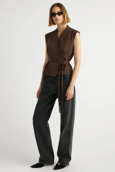 Modern Citizen Leandra Tie-wrap Vest In Dark Chocolate