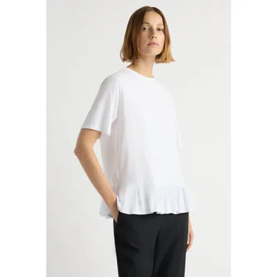 Modern Citizen Leonie Organic Cotton Ruffled Tunic Tee In White