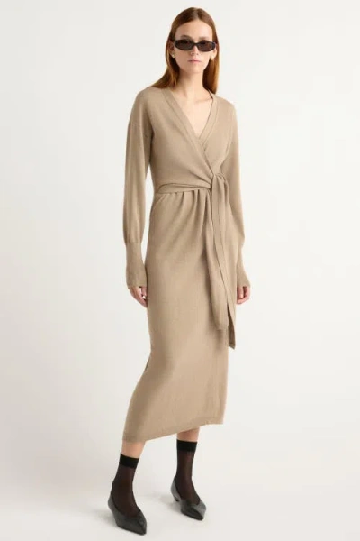 Modern Citizen Linden Front-wrap Sweater Dress In Brown