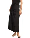Modern Citizen Mako Linen Foldover Zip-waist Skirt In Black
