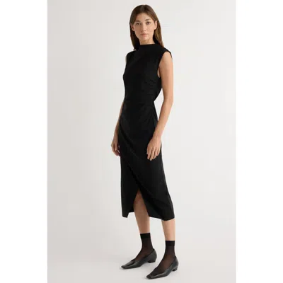 Modern Citizen Manon Asymmetric Neck Ruched Dress In Black