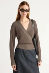 Modern Citizen Maren Cropped V-neck Sweater In Brown