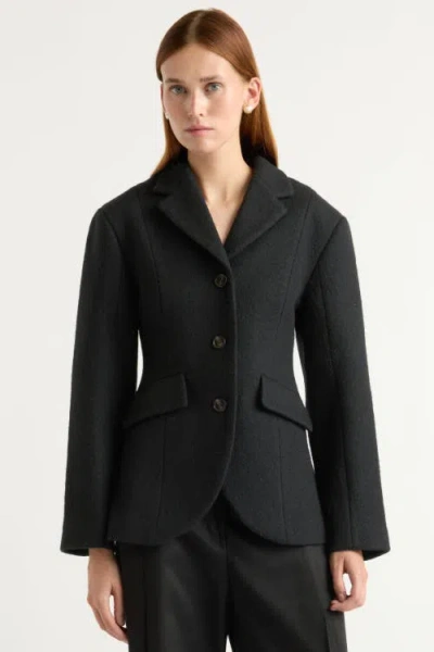 Modern Citizen Marina Wool-blend Sculpted Blazer In Black