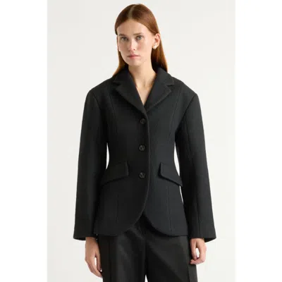 Modern Citizen Marina Wool-blend Sculpted Blazer In Black
