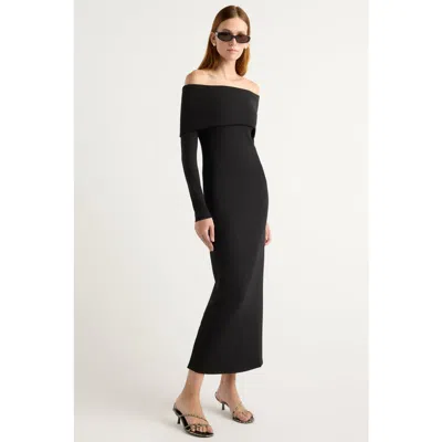 Modern Citizen Morgan Split Foldover Jersey Dress In Black