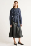 Modern Citizen Nara Tie-front Knit Sweater In Blue