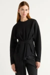 Modern Citizen Nara Tie-front Knit Sweater In Black