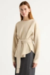 Modern Citizen Nara Tie-front Knit Sweater In Neutral