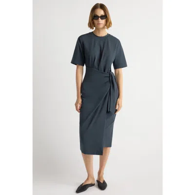 Modern Citizen Noa Organic Cotton T-shirt Wrap Dress In Blue