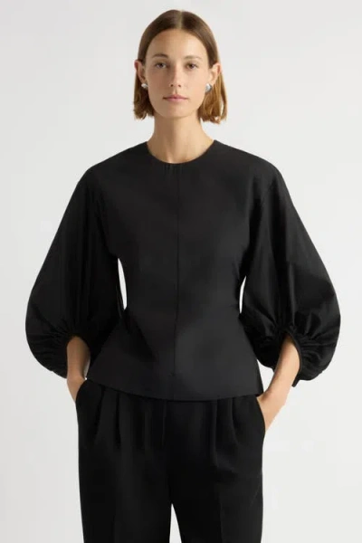 Modern Citizen Odessa Sculpted Balloon-sleeve Blouse In Black