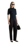 Modern Citizen Pauline Ribbed Asymmetric Neck Top In Black