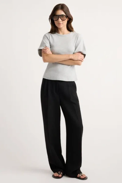 Modern Citizen Reanne Ribbed Sculpted Crew-neck Tee In Gray