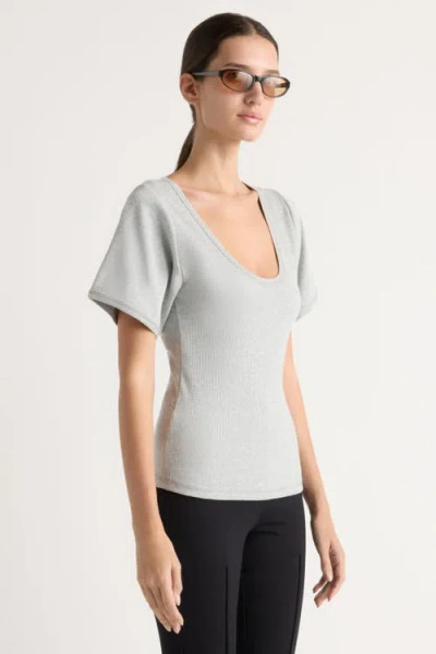 Modern Citizen Renee Sculpted Scoop-neck Tee In Gray