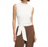 Modern Citizen Rumi Cropped Sleeveless Wrap Top In White In White