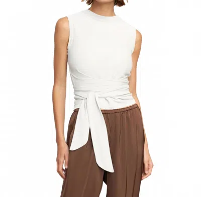 Modern Citizen Rumi Cropped Sleeveless Wrap Top In White