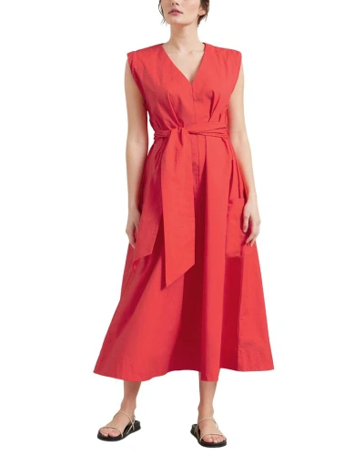 Modern Citizen Sloane V-neck Tie-waist Dress In Red