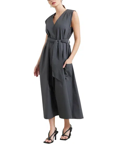 Modern Citizen Sloane V-neck Tie-waist Dress In Grey