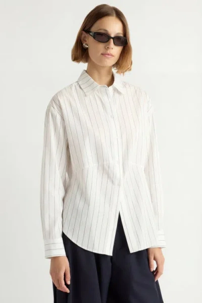 Modern Citizen Tarinah Front-split Striped Shirt In White