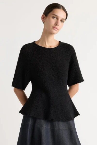 Modern Citizen Valetta Organic Cotton Sculpted Knit Top In Black