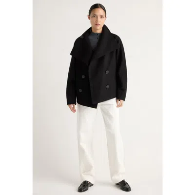 Modern Citizen Vashti Wool-blend Collared Peacoat In Black