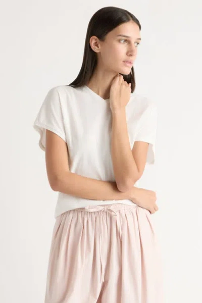 Modern Citizen Willa Organic Cotton V-neck Tee In White