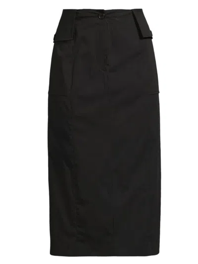 Modern Citizen Women's Diep Cotton-blend Cargo Midi-skirt In Black