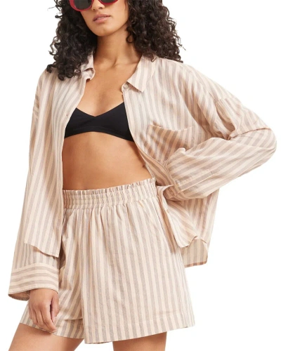 Modern Citizen Ziba Cropped Striped Shirt In Neutral