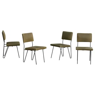 Pre-owned Modern Color Dorothy Schindele, Dining Chairs, Iron, Vinyl, United States, 1950s In Brown
