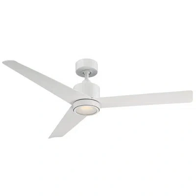 Modern Forms 54" Lotus 3 - Blade Outdoor Smart Ceiling Fan With Remote Control And Led Light Kit Included, Works  In Matte White