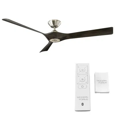 Modern Forms 58" Torque 3 - Blade Outdoor/indoor Smart Ceiling Fan With Remote Control Included, Works With Alexa In Brushed Nickel,ebony