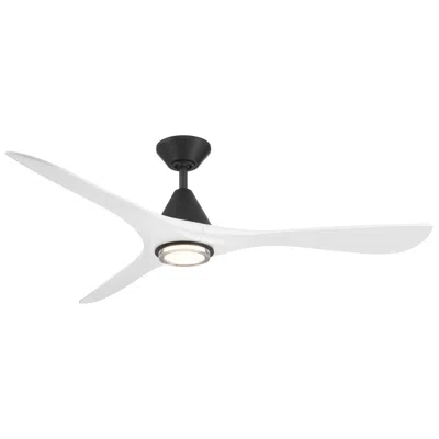 Modern Forms 60" Carve Matte Black Led Smart Ceiling Fan W/ White Blades