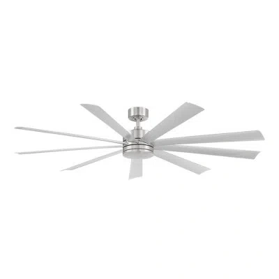Modern Forms 72 Wynd 9 - Blade Smart Ceiling Fan With Led Light Kit And Remote Control Included, Works With Alexa In Stainless Steel