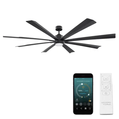 Modern Forms 84"  Size Matters Matte Black Wet Led Smart Fan With Remot