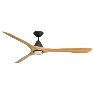 Modern Forms Carve 3 Wood Blade Smart Ceiling Fan With Remote Control Included, Works With Alexa And Ios Or Andro In Matte Black,honey Oak