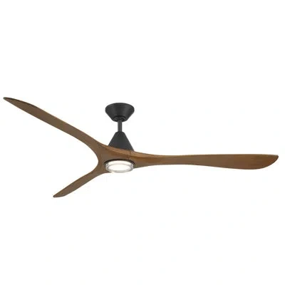 Modern Forms Carve Natural Wood Smart Ceiling Fan With 2700k-3000k-4000k-5000k Selectable Led Light Kit And Remot In Matte Black,distressed Koa