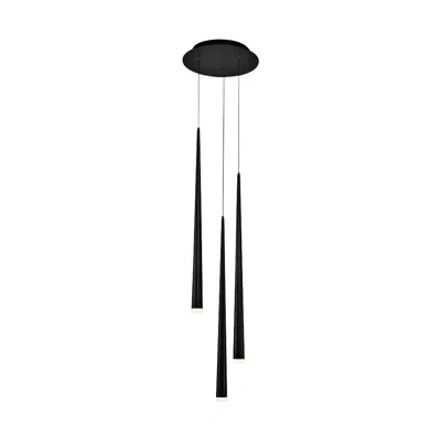 Modern Forms Cascade 12"w Black W/ Frosted Glass Led Multi Light Pendant