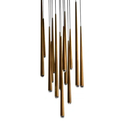 Modern Forms Cascade 15 - Light Cluster Teardrop Led Pendant In Aged Brass