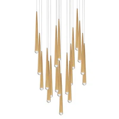 Modern Forms Cascade 21 - Light Cluster Teardrop Led Pendant In Aged Brass