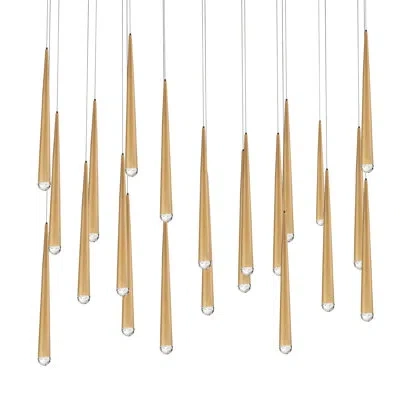 Modern Forms Cascade 23 - Light Kitchen Island Teardrop Led Pendant In Aged Brass
