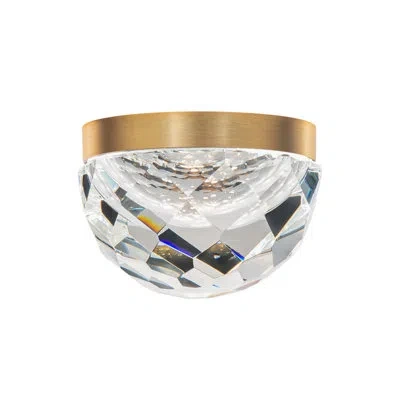 Modern Forms Cascade 6'' Crystal Bowl Dimmable Led Flush Mount In Aged Brass