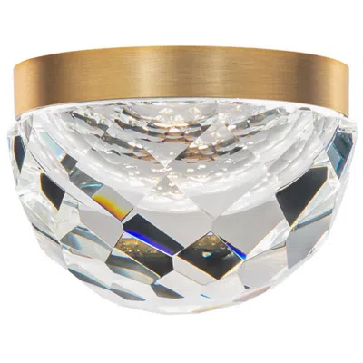 Modern Forms Cascade 6" Wide Brass And Crystal Led Flush Mount Light