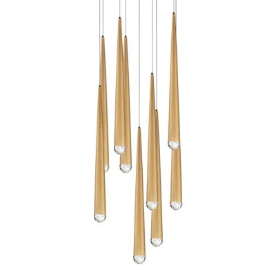 Modern Forms Cascade 9 - Light Cluster Teardrop Led Pendant In Aged Brass